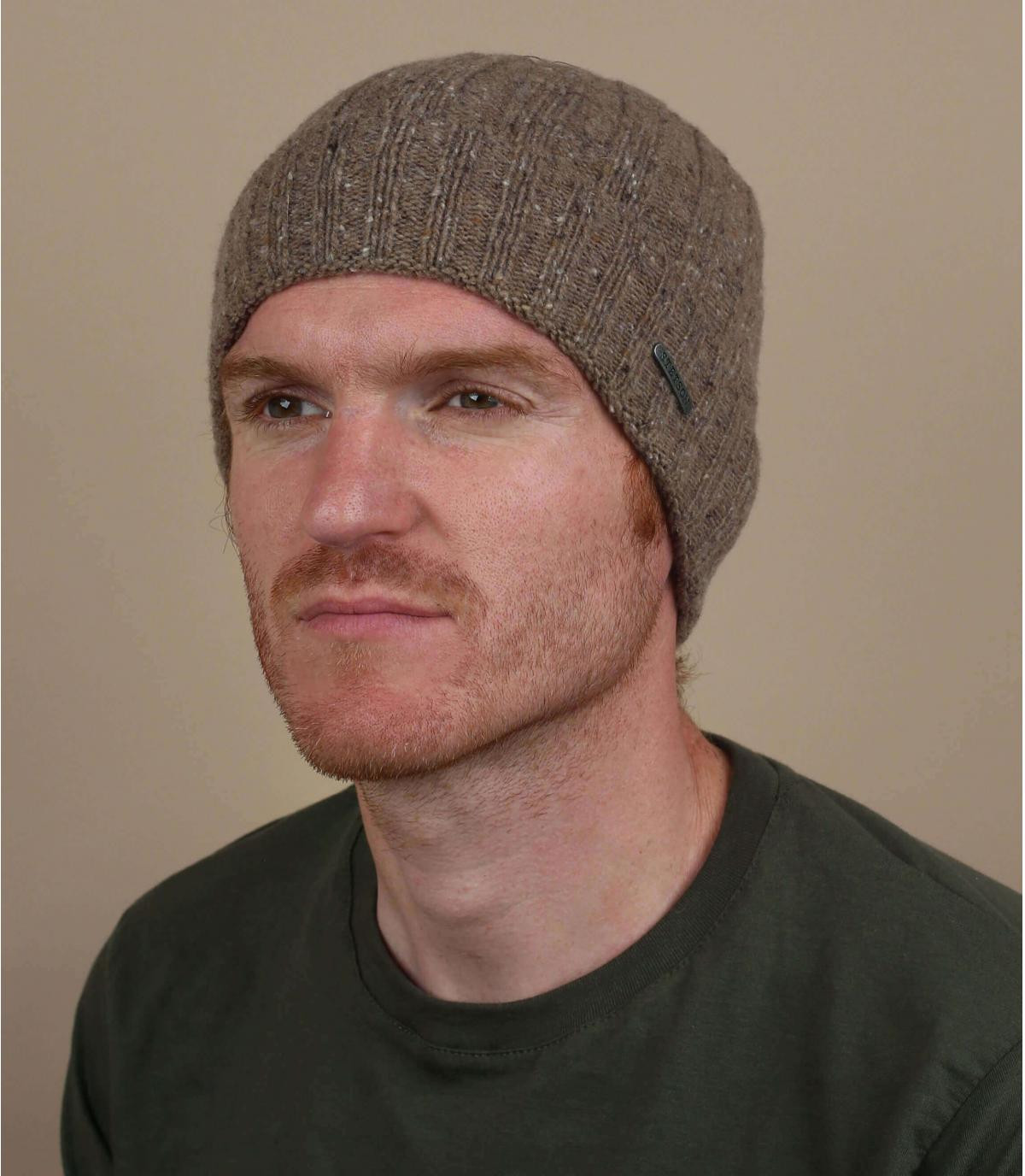 Mütze Rand braun Wolle Beanie Wool Beige Mütze Rand braun Wolle Beanie Wool Beige